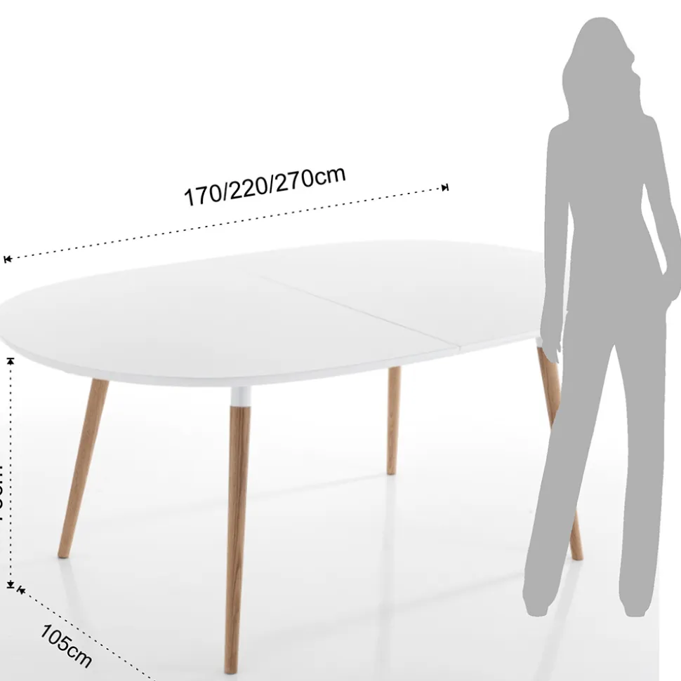 Tavolo da Pranzo Allungabile a 270 cm in Mdf e Legno Massello - Maurizio
