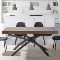 Tavolo da Pranzo Allungabile Fino a 260 cm in Legno Nobilitato e Metallo - Lukas