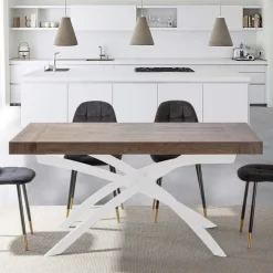 Tavolo da Pranzo Allungabile Fino a 260 cm in Legno Nobilitato e Metallo - Lukas