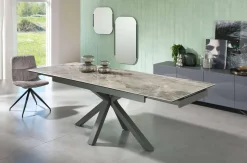 Tavolo da Pranzo Allungabile Fino a 240 cm in Metallo e Ceramica - Laryssa