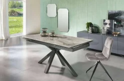 Tavolo da Pranzo Allungabile Fino a 240 cm in Metallo e Ceramica - Laryssa