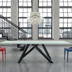 Tavolo da Pranzo Allungabile fino a 278 cm in Vetro Made in Italy – Settimmio
