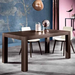 Tavolo da pranzo allungabile in legno melaminico fatto in Italia, Oky