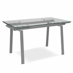 Tavolo da pranzo allungabile moderno in vetro, L140/200x P80 cm, Nardo