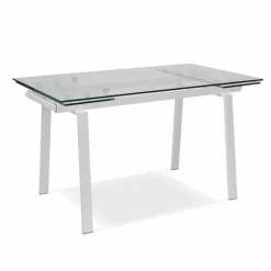 Tavolo da pranzo allungabile moderno in vetro, L140/200x P80 cm, Nardo