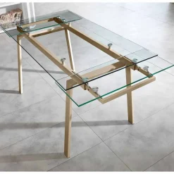 Tavolo da pranzo allungabile moderno in vetro, L140/200x P80 cm, Nardo