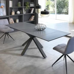 Tavolo da pranzo allungabile in vetro ceramica, l.160/240xp.90 cm, Bacco