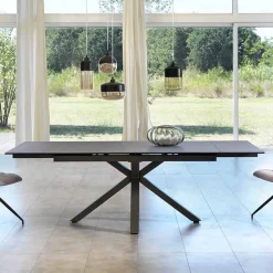 Tavolo da pranzo allungabile in vetro ceramica, l.160/240xp.90 cm, Bacco
