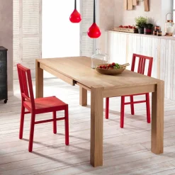 Tavolo da pranzo allungabile in legno di rovere Fedro, made in Italy