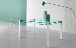 Tavolo da Pranzo Allungabile in Vetro Extrachiaro e Metallo Made in Italy – Sopot