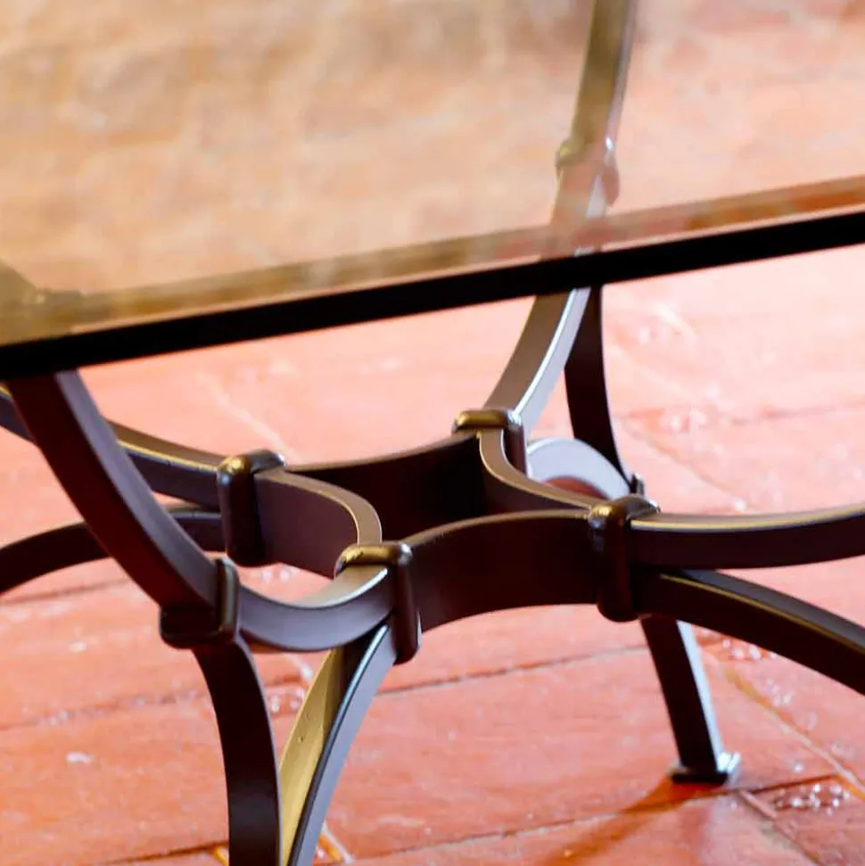 Tavolo da Pranzo Artigianale con Piano in Vetro Made in Italy - Principe