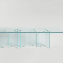Tavolo da Pranzo con Base e Piano Rettangolare in Vetro Made in Italy - Thommy