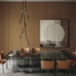 Tavolo da Pranzo con Base e Piano Rettangolare in Vetro Made in Italy - Thommy