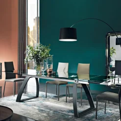 Tavolo da Pranzo con Piano Allungabile in Vetro Made in Italy - Antimo