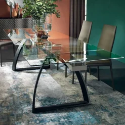Tavolo da Pranzo con Piano Allungabile in Vetro Made in Italy - Antimo