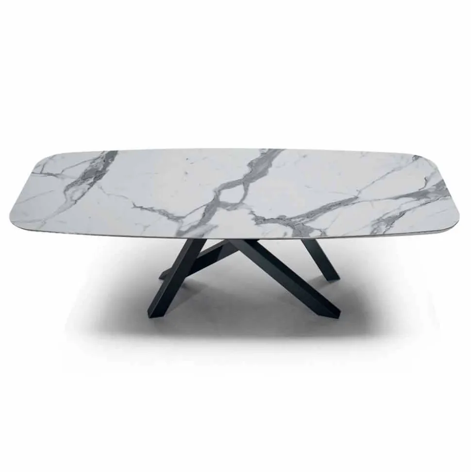 Tavolo da Pranzo con Piano in Ceramica Made in Italy Pregiato - Settimmio