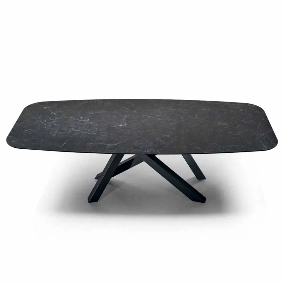 Tavolo da Pranzo con Piano in Ceramica Made in Italy Pregiato - Settimmio