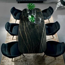 Tavolo da Pranzo con Piano in Ceramica Made in Italy Pregiato - Settimmio