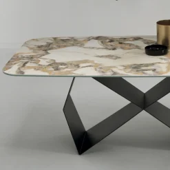 Tavolo da Pranzo con Piano in Ceramica Effetto Marmo Made in Italy - Mirco