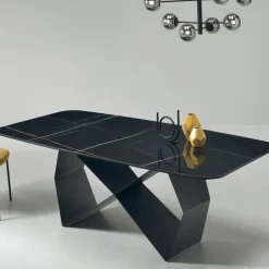 Tavolo da Pranzo con Piano in Ceramica Effetto Marmo Made in Italy - Mirco