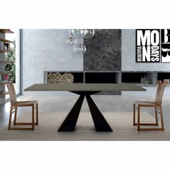 Tavolo da Pranzo con Piano in Fenix e Base in Acciaio Made in Italy - Dalmata