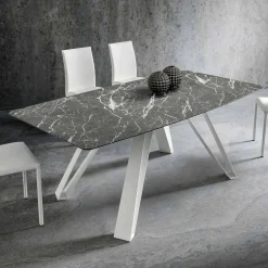 Tavolo da Pranzo con Piano in Hpl e Base in Metallo Made in Italy - Aresto