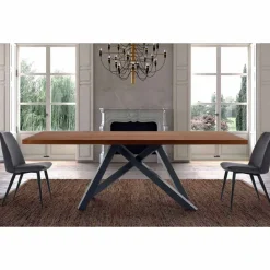 Tavolo da Pranzo con Piano in Legno Impiallacciato Made in Italy - Settimmio