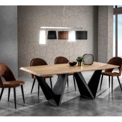 Tavolo da Pranzo con Piano in Mdf Impiallacciato Finitura Rovere - Helene