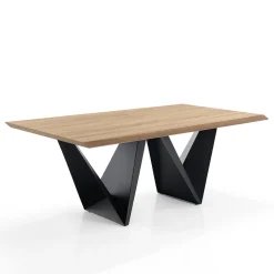 Tavolo da Pranzo con Piano in Mdf Impiallacciato Finitura Rovere - Helene