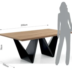 Tavolo da Pranzo con Piano in Mdf Impiallacciato Finitura Rovere - Helene