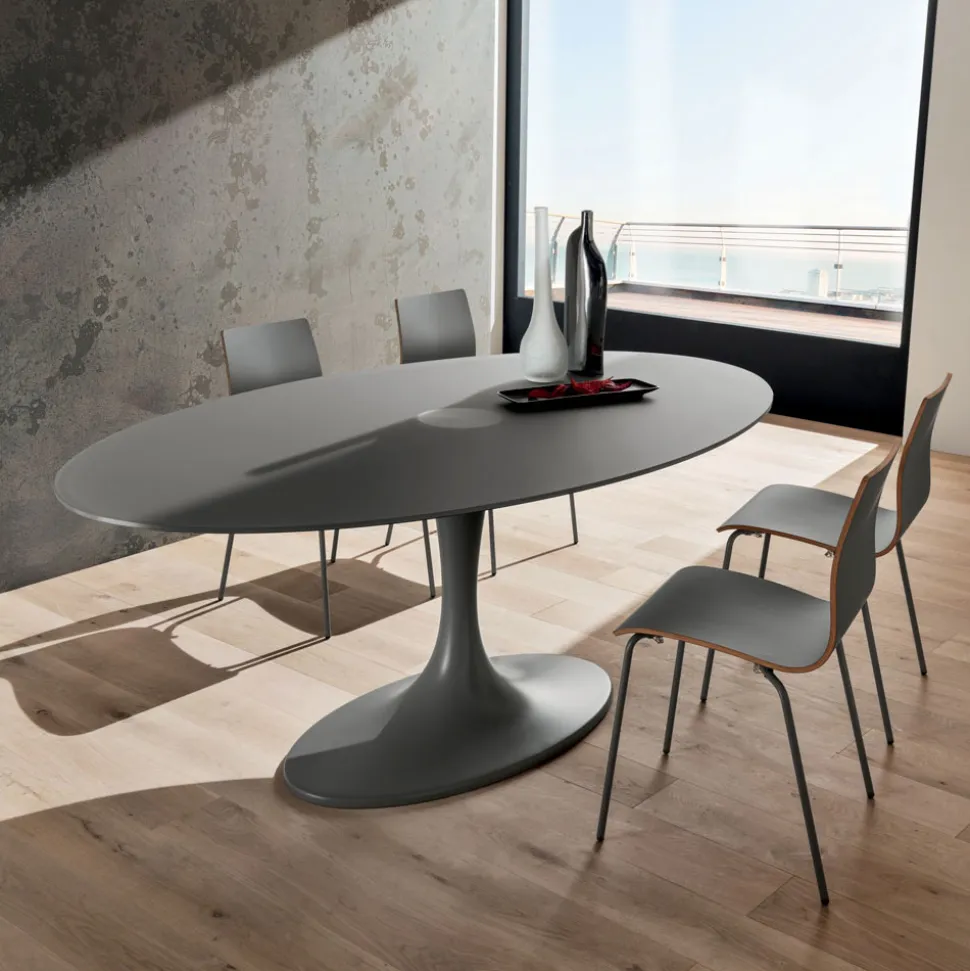 Tavolo da Pranzo con Piano in Vetro Laccato Made in Italy, di Qualità - Brontolo