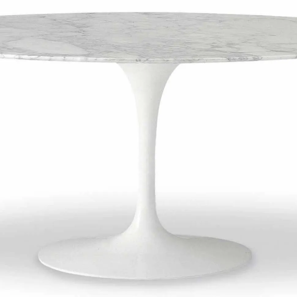 Tavolo da Pranzo con Piano Ovale in Marmo Realizzato in Italia - Superbo