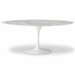 Tavolo da Pranzo con Piano Ovale in Marmo Realizzato in Italia - Superbo