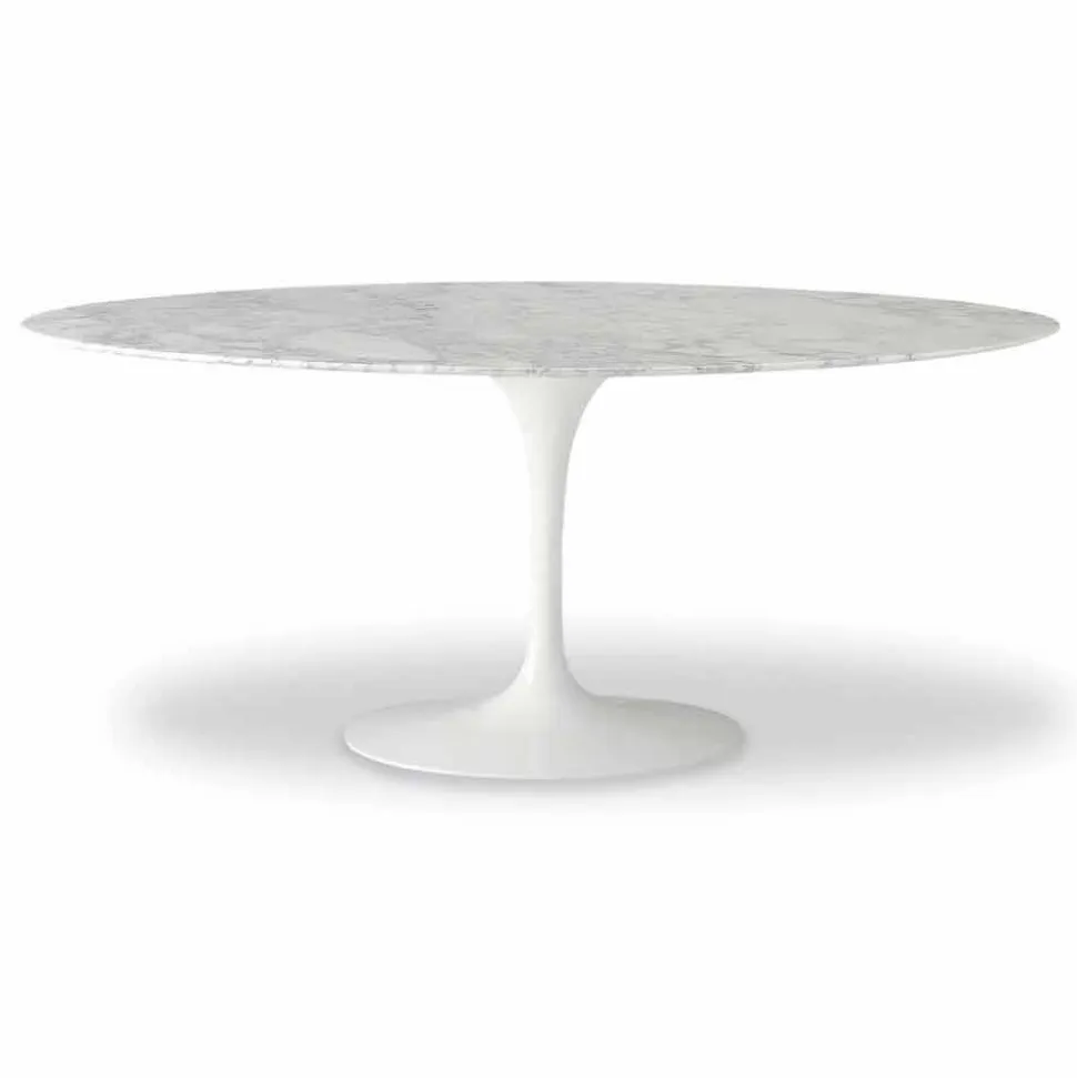Tavolo da Pranzo con Piano Ovale in Marmo Realizzato in Italia - Superbo