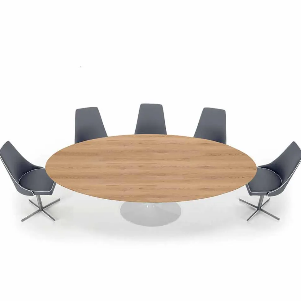 Tavolo da Pranzo con Piano Ovale in Laminato HPL Made in Italy - Dollars