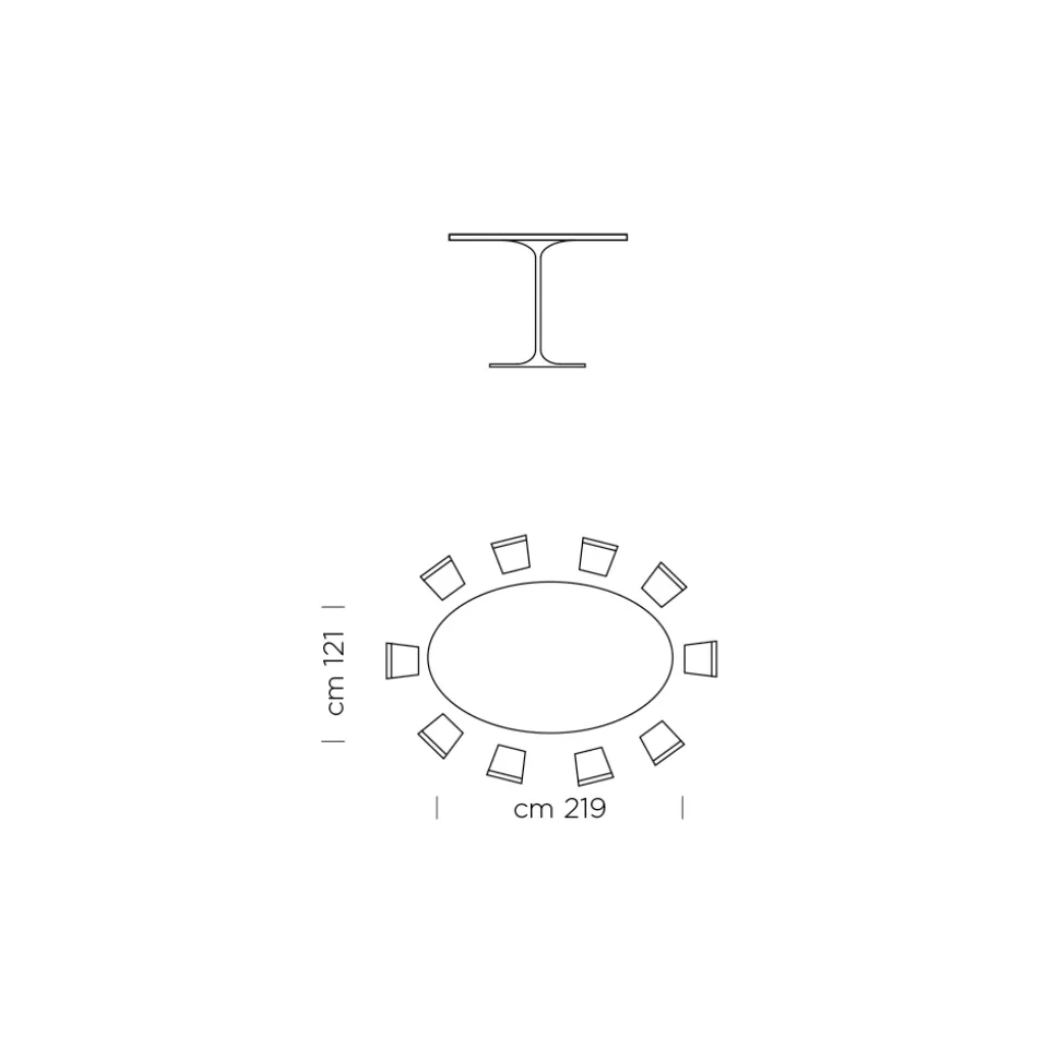 Tavolo da Pranzo con Piano Ovale in Laminato HPL Made in Italy - Dollars