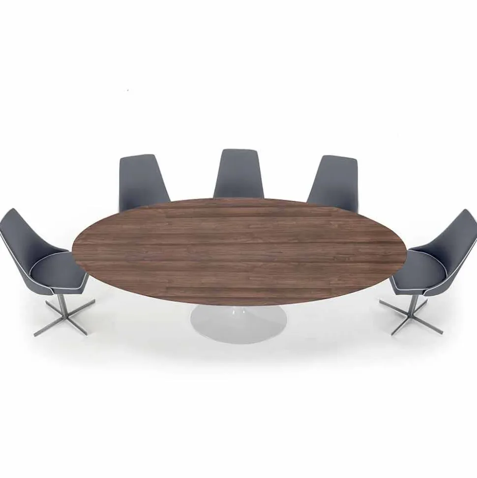 Tavolo da Pranzo con Piano Ovale in Laminato HPL Made in Italy - Dollars
