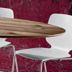 Tavolo da Pranzo con Piano Ovale in Multistrato Made in Italy - Brontolo