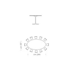 Tavolo da Pranzo con Piano Ovale Impiallacciato Made in Italy Pregiato - Dollars