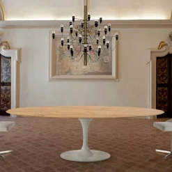Tavolo da Pranzo con Piano Ovale Impiallacciato Made in Italy Pregiato - Dollars