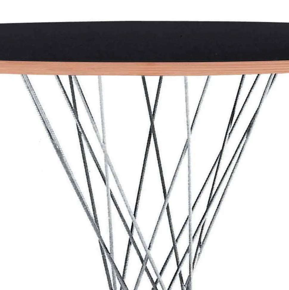 Tavolo da Pranzo con Piano Rotondo in Laminato Nero Made in Italy - Plaza