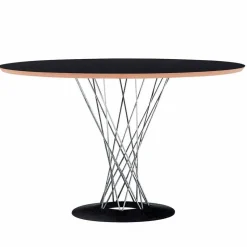 Tavolo da Pranzo con Piano Rotondo in Laminato Nero Made in Italy - Plaza