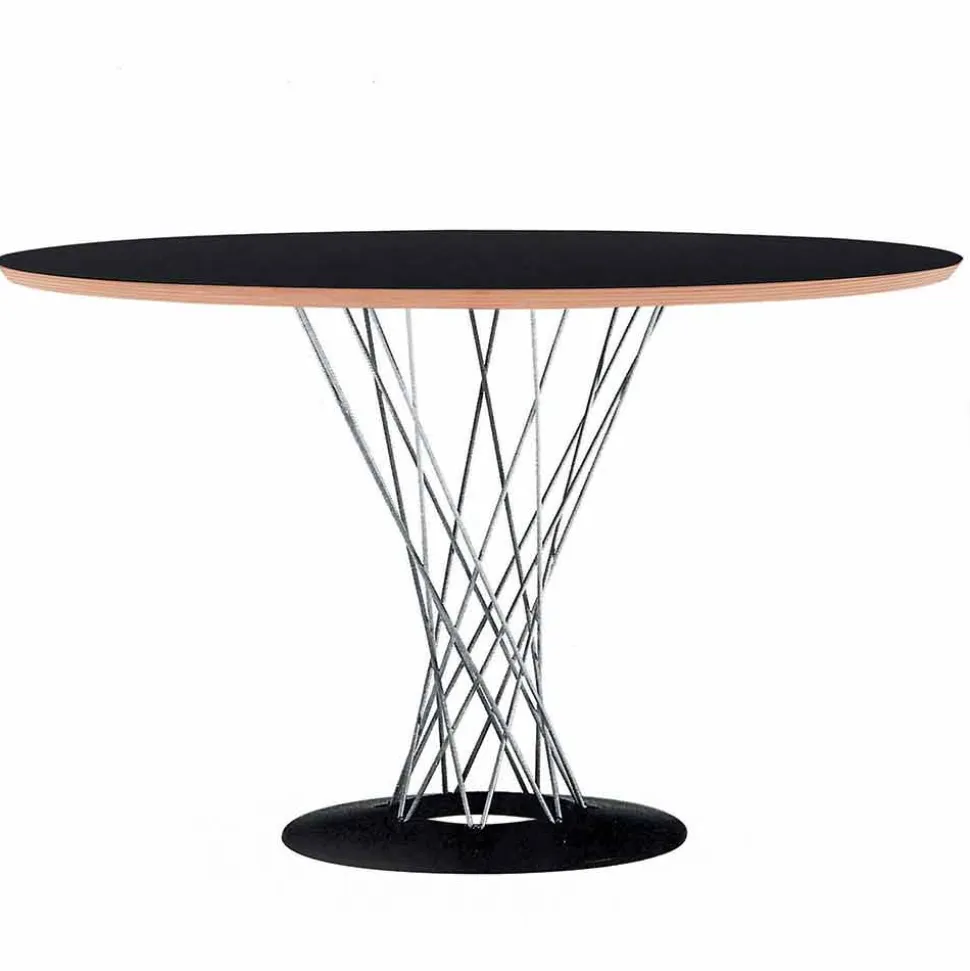 Tavolo da Pranzo con Piano Rotondo in Laminato Nero Made in Italy - Plaza
