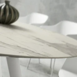 Tavolo da Pranzo con Piano Rotondo in Laminam Realizzato in Italia - Lingotto