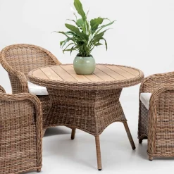 Tavolo da Pranzo da Esterno con Piano in Teak Naturale a Doga Larga - Melina