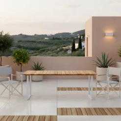 Tavolo da Pranzo da Esterno con Piano in Teak Naturale Spazzolato - Mistral