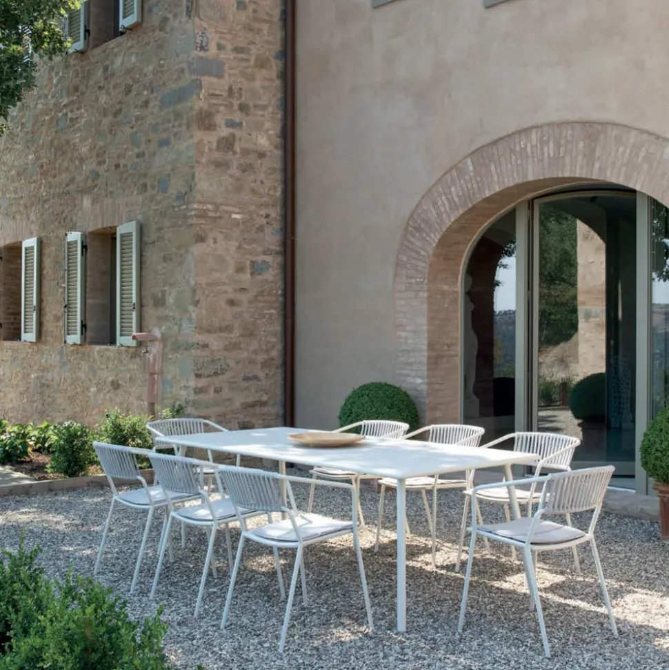 Tavolo da Pranzo da Esterno Rettangolare in Acciaio Zincato Made in Italy - Elvia