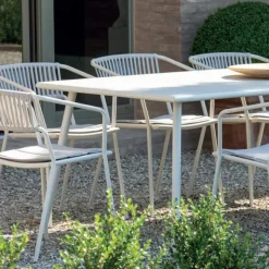 Tavolo da Pranzo da Esterno Rettangolare in Acciaio Zincato Made in Italy - Elvia