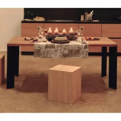 Tavolo da pranzo design in noce naturale design, L200xP100cm, Yvonne