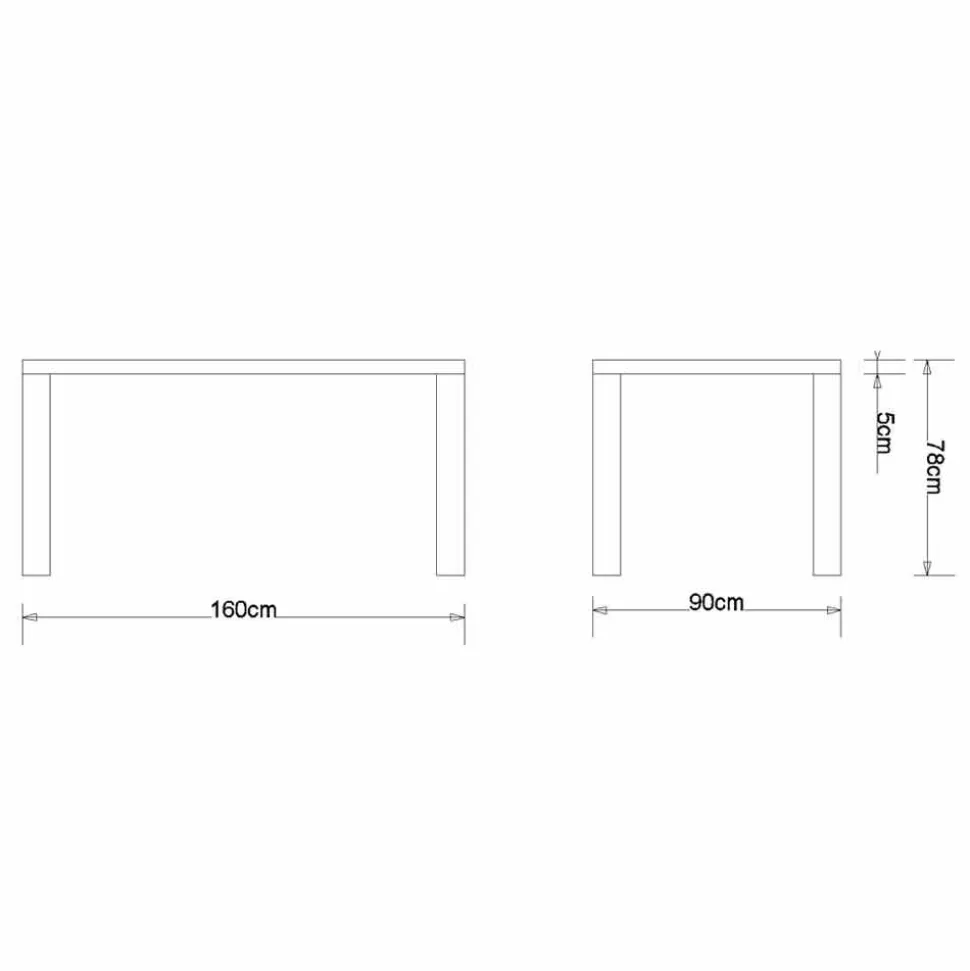 Tavolo da pranzo design moderno in rovere massello, L160xP90cm, Loran